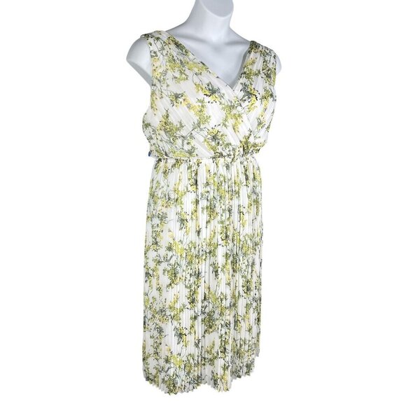 Alex Marie Size 16 White Green Floral Pleated Midi Easter Spring Dress MSRP $149 - Picture 10 of 16